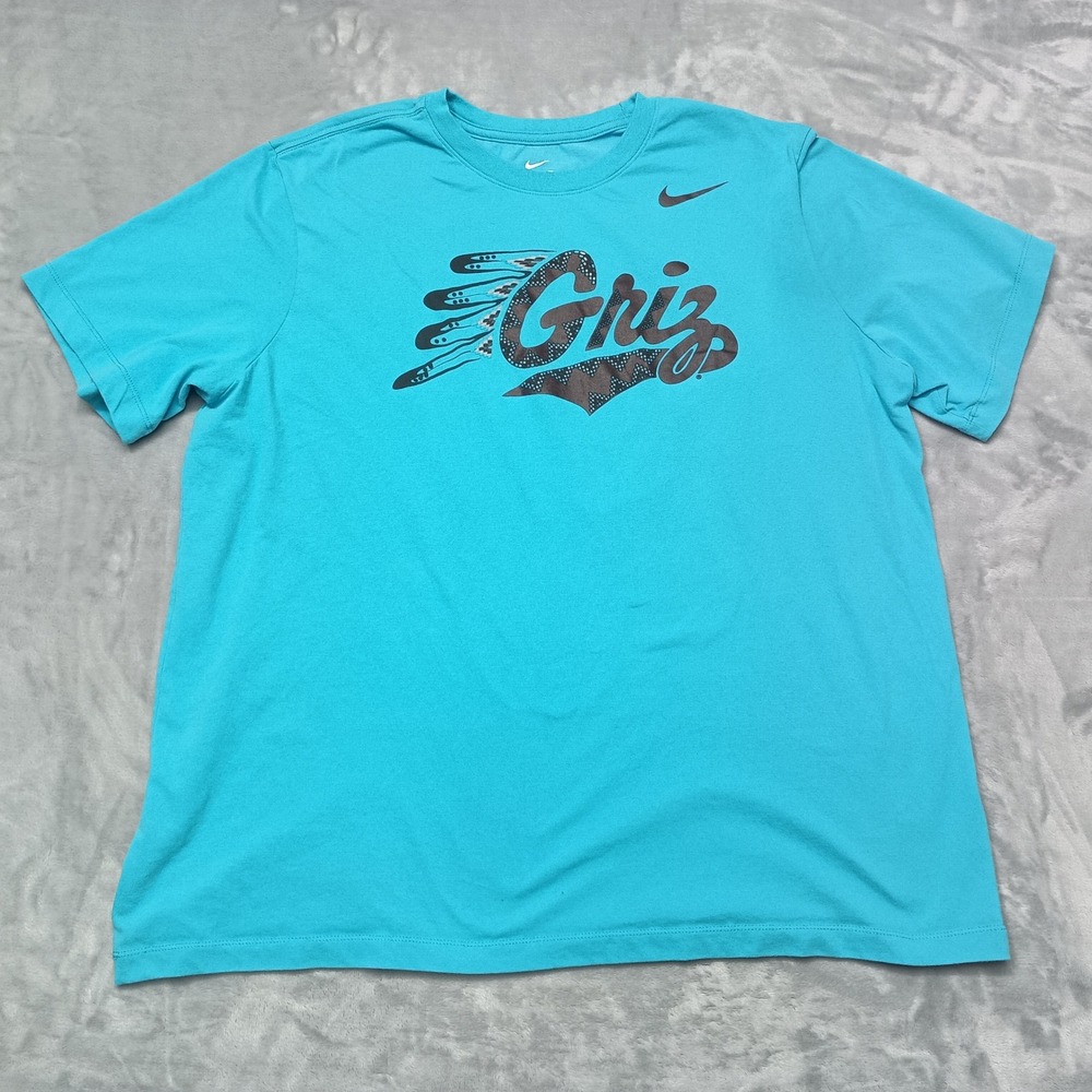 Montana Grizzlies Nike Shirt Mens XXL Blue Griz Graphic Tee Dri-Fit Short Sleeve